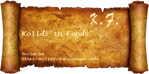 Kolláth Fabó névjegykártya